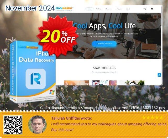Coolmuster iPhone Data Recovery - Lifetime License (1 PC, Unlimited Devices) discount 20% OFF, 2024 Daylight Saving Day offering sales. Coolmuster iPhone Data Recovery - Lifetime License(1 PC, Unlimited Devices) Imposing discount code 2024