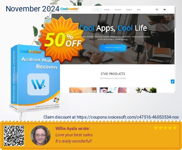 Coolmuster Android WhatsApp Recovery - Lifetime License (9 Devices, 3 PCs) discount 50% OFF, 2024 Daylight Saving Day sales. Coolmuster Android WhatsApp Recovery - Lifetime License(9 Devices, 3 PCs) Wonderful promo code 2024