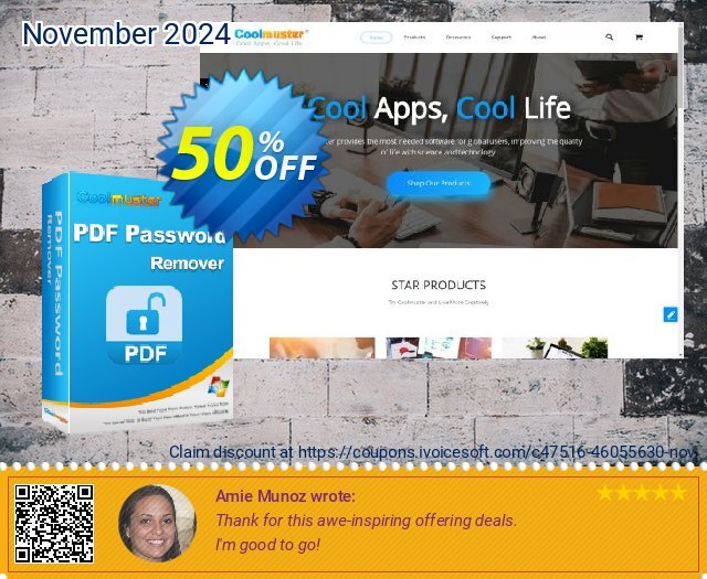 Coolmuster PDF Password Remover - 1 Year License (10 PCs) discount 50% OFF, 2024 Black Friday offering deals. Coolmuster PDF Password Remover - 1 Year License(10 PCs) Staggering sales code 2024