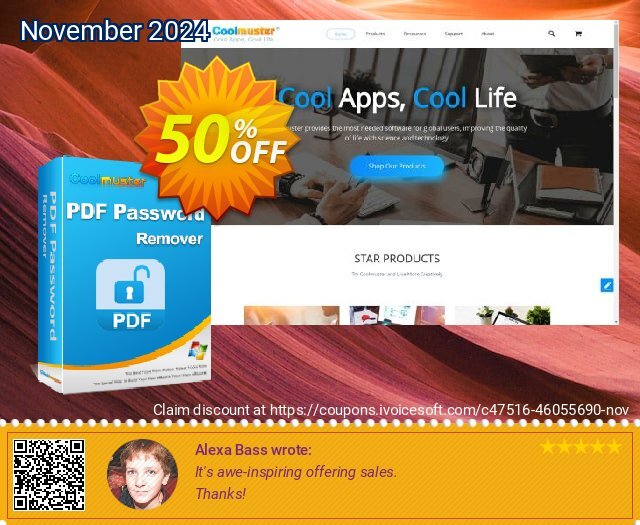 Coolmuster PDF Password Remover - 1 Month License (10 PCs) discount 50% OFF, 2024 Daylight Saving Day offering sales. Coolmuster PDF Password Remover - 1 Month License(10 PCs) Best promo code 2024