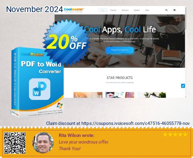 Coolmuster PDF to Word Converter - Lifetime License(5 PCs) discount 20% OFF, 2024 Daylight Saving Day offer. Coolmuster PDF to Word Converter - Lifetime License(5 PCs) Awful deals code 2024