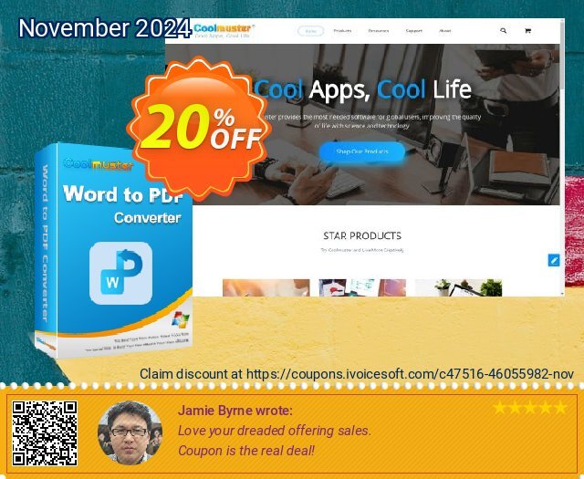 Coolmuster Word to PDF Converter - Lifetime License (5 PCs) discount 20% OFF, 2024 Black Friday offering sales. Coolmuster Word to PDF Converter - Lifetime License(5 PCs) Excellent offer code 2024