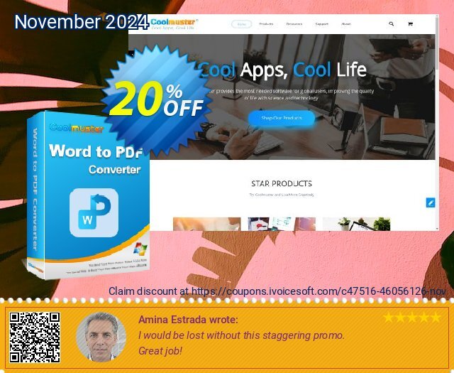 Coolmuster Word to PDF Converter - 1 Month License (10 PCs) discount 20% OFF, 2024 Thanksgiving promo. Coolmuster Word to PDF Converter - 1 Month License(10 PCs) Super promotions code 2024