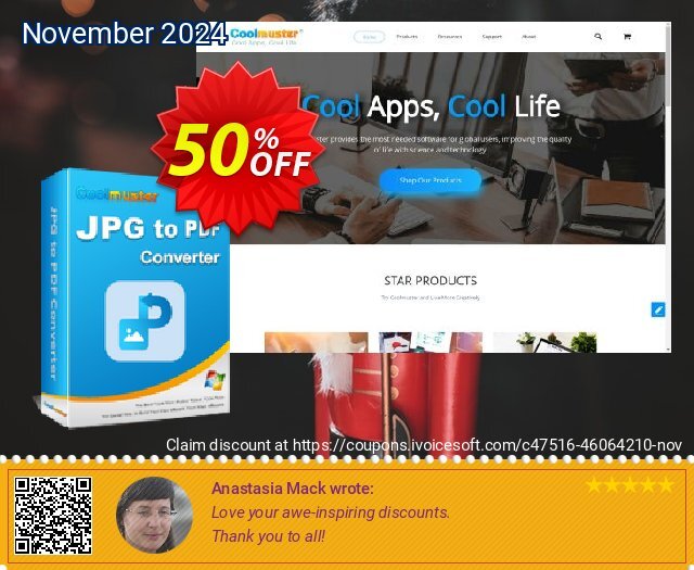 Coolmuster JPG to PDF Converter - Lifetime License (10 PCs) discount 50% OFF, 2024 Black Friday discounts. Coolmuster JPG to PDF Converter - Lifetime License(10 PCs) Imposing discounts code 2024