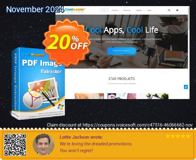 Coolmuster PDF Image Extractor - 1 Month License (10 PCs) discount 20% OFF, 2024 All Saints' Day promotions. Coolmuster PDF Image Extractor - 1 Month License(10 PCs) Big sales code 2024