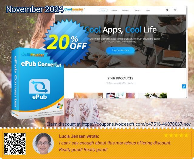 Coolmuster ePub Converter - 1 Year License (10 PCs) discount 20% OFF, 2024 DrinksGiving offering discount. Coolmuster ePub Converter - 1 Year License(10 PCs) Amazing offer code 2024