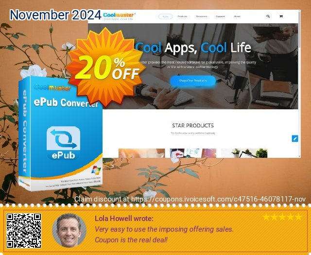 Coolmuster ePub Converter - 1 Month License (5 PCs) discount 20% OFF, 2024 World Vegan Day offering sales. Coolmuster ePub Converter - 1 Month License(5 PCs) Hottest discount code 2024
