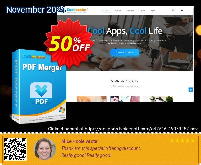 Coolmuster PDF Merger - 1 Month License (1 PC) discount 50% OFF, 2024 Black Friday offering discount. Coolmuster PDF Merger - 1 Month License(1 PC) Exclusive discount code 2024