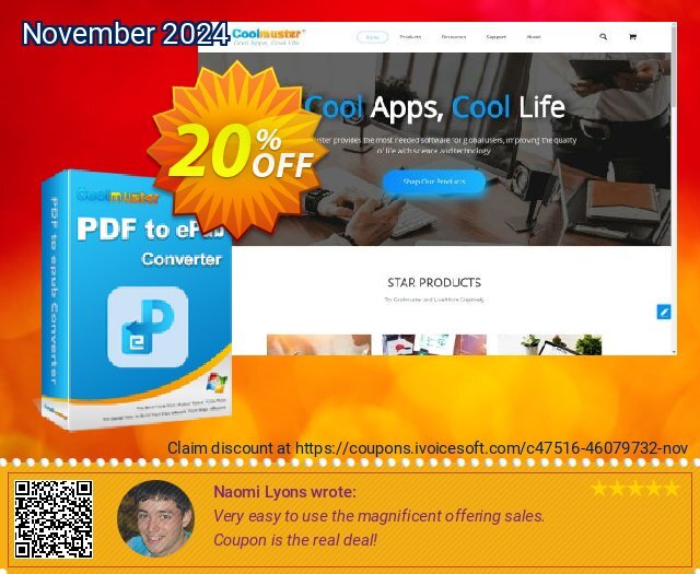 Coolmuster PDF to ePub Converter - 1 Year License (1 PC) discount 20% OFF, 2025 Women Month promo. Coolmuster PDF to ePub Converter - 1 Year License(1 PC) Amazing deals code 2025