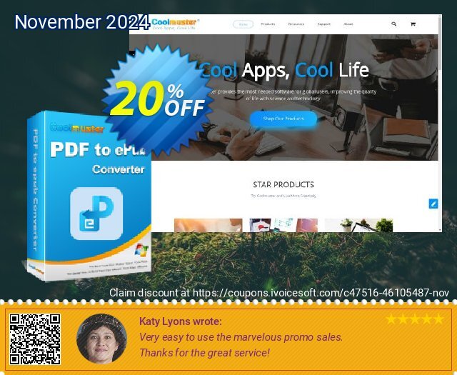 Coolmuster PDF to ePub Converter - 1 Year License (10 PCs) discount 20% OFF, 2024 Daylight Saving Day promo sales. Coolmuster PDF to ePub Converter - 1 Year License(10 PCs) Hottest discount code 2024