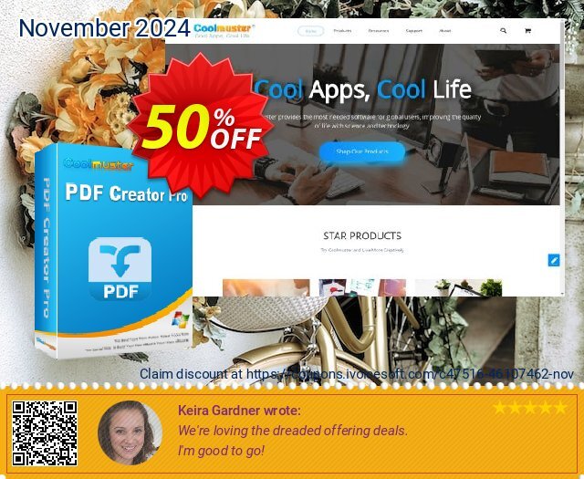 Coolmuster PDF Creator - 1 Month License (5 PCs) discount 50% OFF, 2024 Black Friday offering deals. Coolmuster PDF Creator - 1 Month License(5 PCs) Super promo code 2024