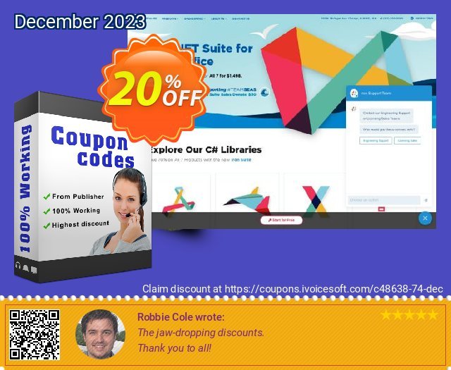 IronBarcode SaaS License discount 20% OFF, 2024 Mother Day offering sales. 20% bundle discount