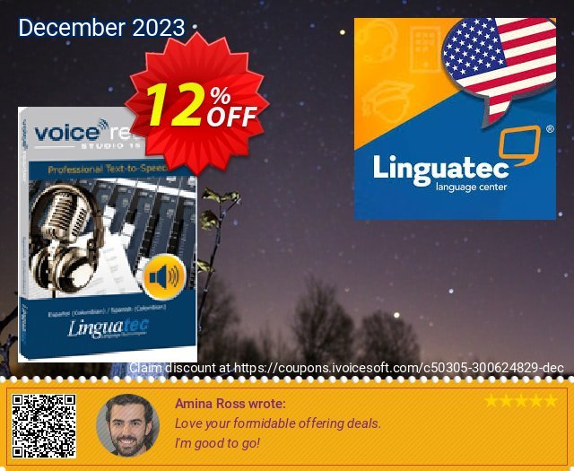 Voice Reader Studio 15 SPC / Español (Colombian)/Spanish (Colombian) discount 12% OFF, 2024 Spring discounts. Coupon code Voice Reader Studio 15 SPC / Español (Colombian)/Spanish (Colombian)