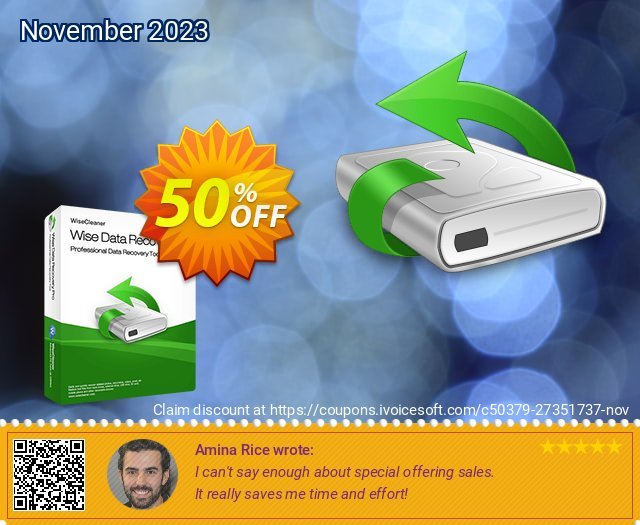 Wise Data Recovery Pro (1 Month / 1 PC) discount 50% OFF, 2022 American Football Day offering sales. Daily