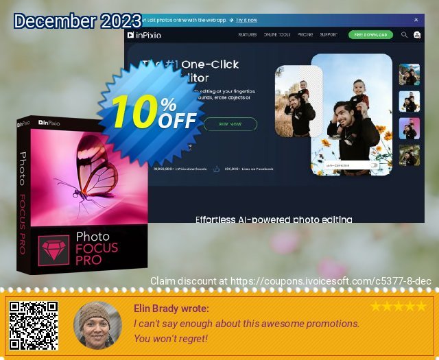 inPixio Photo Focus PRO discount 10% OFF, 2022 World Ovarian Cancer Day offering sales. 10% OFF inPixio Photo Focus PRO, verified