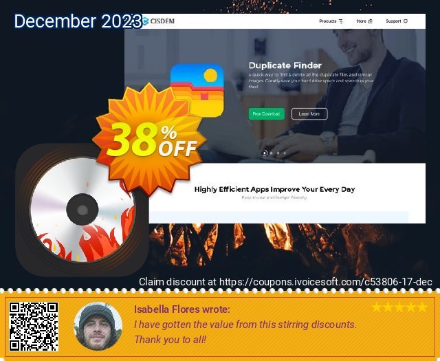 Cisdem DVD Burner for Mac discount 38% OFF, 2022 World Press Freedom Day offering sales. Cisdem DVDBurner for Mac - 1 Year License excellent offer code 2022