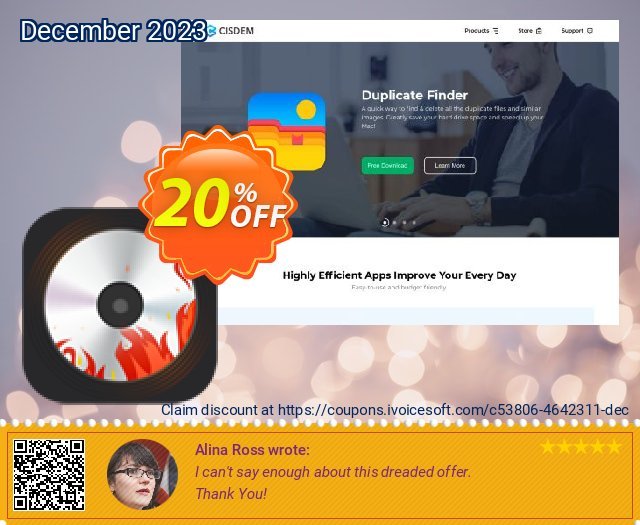 Cisdem DVD Burner for 5 Macs discount 20% OFF, 2022 Mother Day offering sales. Cisdem DVDBurner for Mac - 1 Year License for 5 Macs super discount code 2022