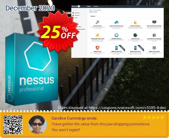 Tenable Nessus professional (2 Years) discount 20% OFF, 2022 American Independence Day offering sales. 20% OFF Tenable Nessus professional, verified