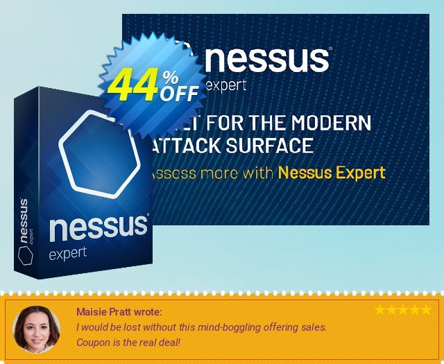 Tenable Nessus Expert (1 year) discount 44% OFF, 2024 Spring offering sales. 20% OFF Tenable Nessus Expert, verified