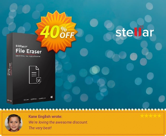 Bitraser file eraser discount 40% OFF, 2024 World Heritage Day offer. Stellar Bitraser for File [1 Year Subscription] formidable offer code 2024