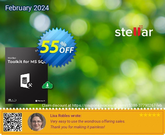 Stellar Toolkit for MS SQL discount 55% OFF, 2024 Women Month offering deals. 55% OFF Stellar Toolkit for MS SQL, verified