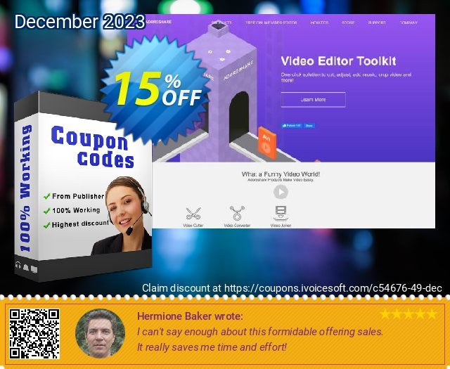 Video Joiner Ulimited PCs discount 15% OFF, 2022 National Radio Day offering deals. Adoreshare offer 54676