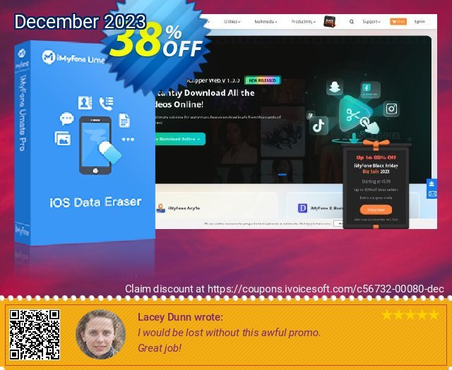 iMyFone Umate Pro (Lifetime/16-20 iDevices) discount 38% OFF, 2022 Boxing Day promo. iMyfone discount (56732)
