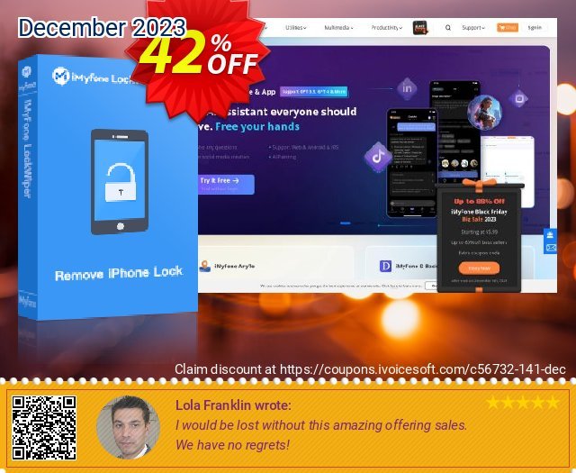 iMyFone LockWiper (Unlimited) discount 42% OFF, 2022 Xmas Day offering sales. iMyfone discount (56732)