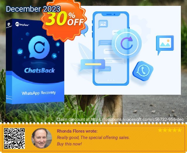 iMyFone ChatsBack 1-Year Plan discount 30% OFF, 2023 Columbus Day offering sales. 30% OFF iMyFone ChatsBack 1-Year Plan, verified