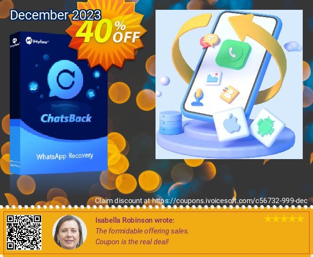 iMyFone ChatsBack 1-Month Plan discount 40% OFF, 2022 National Coffee Day offering sales. 40% OFF iMyFone ChatsBack 1-Month Plan, verified