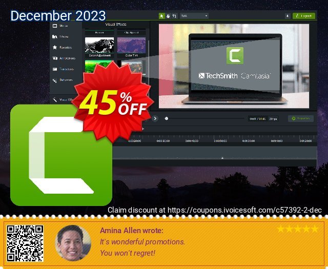 Camtasia 2021 (Education price) discount 45% OFF, 2022 Easter Day offering sales. 33% OFF Camtasia 2022, verified