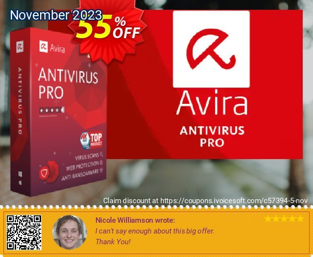 Avira Antivirus Pro discount 55% OFF, 2022 DrinksGiving offer. 50% OFF Avira Antivirus Pro, verified
