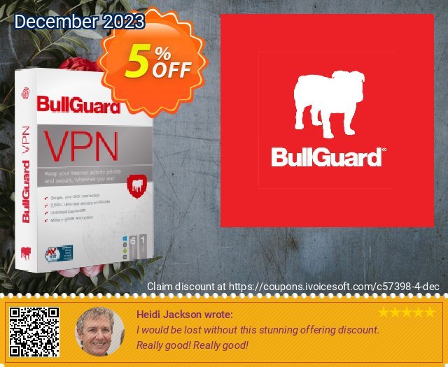 BullGuard VPN 1 month plan discount 5% OFF, 2022 African Liberation Day offering sales. 5% OFF BullGuard VPN 1 month plan, verified