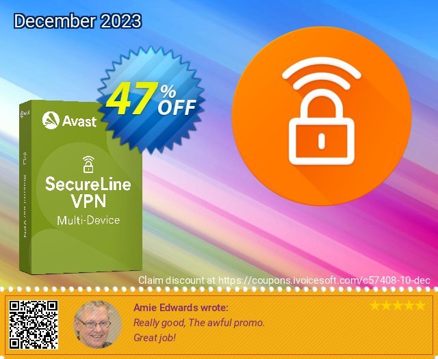 Avast SecureLine VPN (2 years) discount 47% OFF, 2024 Mother's Day deals. 47% OFF Avast SecureLine VPN (2 years), verified