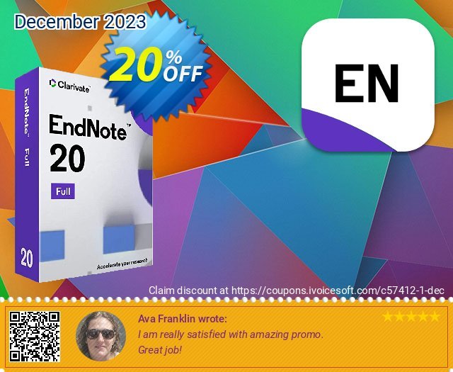 Endnote Full License discount 20% OFF, 2024 Mother Day deals. FLASH SALE: 20% off EndNote. Ends March 31st. T&Cs apply.