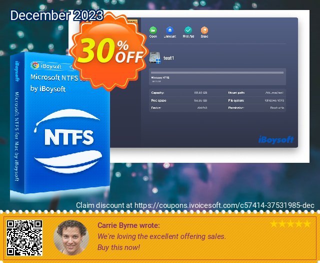 iBoysoft NTFS for Mac discount 30% OFF, 2024 Mother's Day offering discount. 30% OFF iBoysoft NTFS for Mac, verified