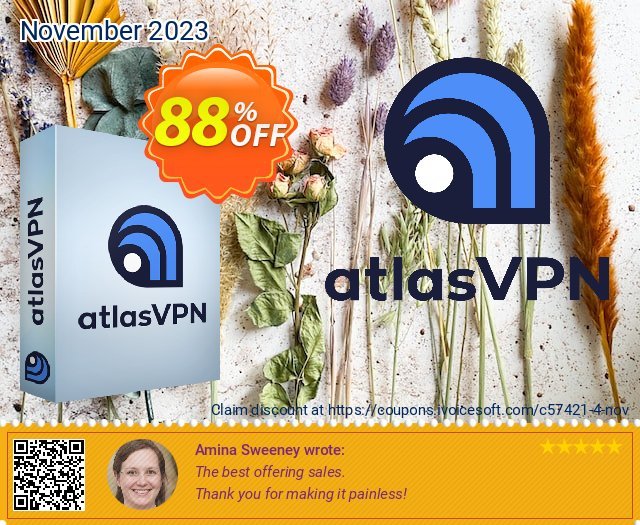 AtlasVPN 3 years discount 88% OFF, 2024 Spring discounts. 83% OFF AtlasVPN 3 years, verified