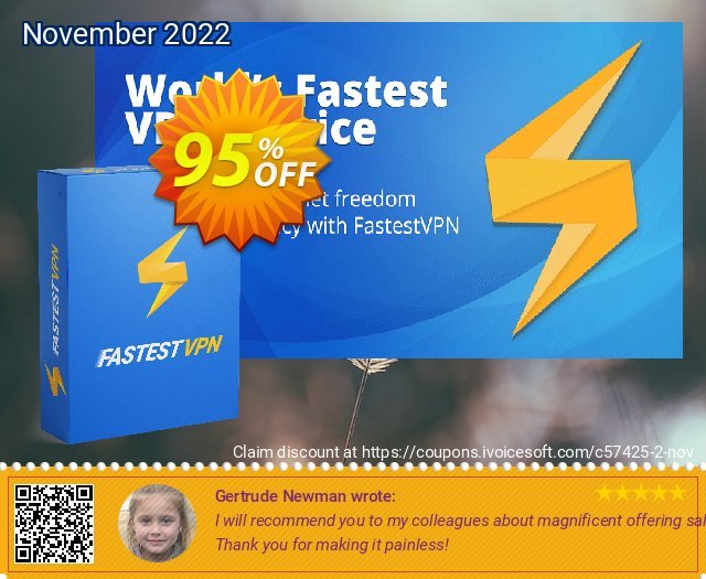 FastestVPN Lifetime discount 95% OFF, 2024 April Fools Day offering sales. 95% OFF FastestVPN Lifetime, verified