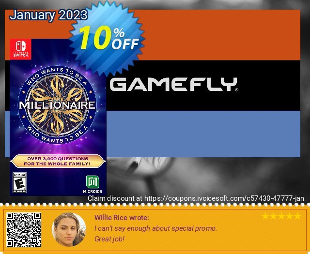 [Nintendo Switch] Who Wants to Be a Millionaire discount 10% OFF, 2023 Happy New Year promo. [Nintendo Switch] Who Wants to Be a Millionaire Deal GameFly