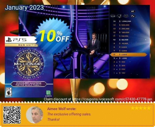 [Playstation 5] Who Wants to be a Millionaire? - New Edition discount 10% OFF, 2023 Teddy Day offering sales. [Playstation 5] Who Wants to be a Millionaire? - New Edition Deal GameFly