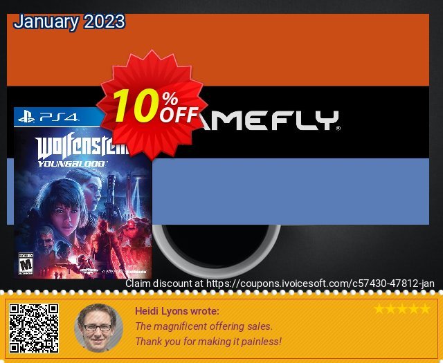 [Playstation 4] Wolfenstein: Youngblood discount 10% OFF, 2023 Happy New Year offering sales. [Playstation 4] Wolfenstein: Youngblood Deal GameFly