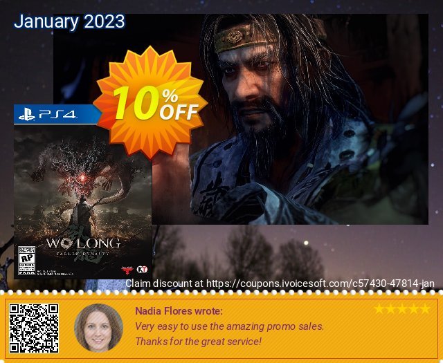 [Playstation 4] Wo Long: Fallen Dynasty discount 10% OFF, 2023 Valentines Day promo. [Playstation 4] Wo Long: Fallen Dynasty Deal GameFly