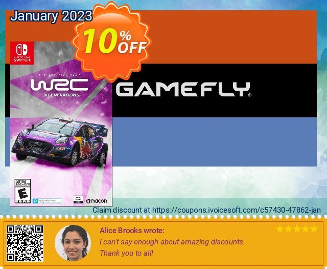 [Nintendo Switch] WRC Generations discount 10% OFF, 2023 Library Lovers Month promotions. [Nintendo Switch] WRC Generations Deal GameFly