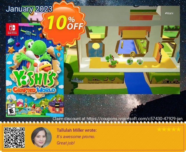 [Nintendo Switch] Yoshi's Crafted World discount 10% OFF, 2023 Happy New Year promo. [Nintendo Switch] Yoshi's Crafted World Deal GameFly