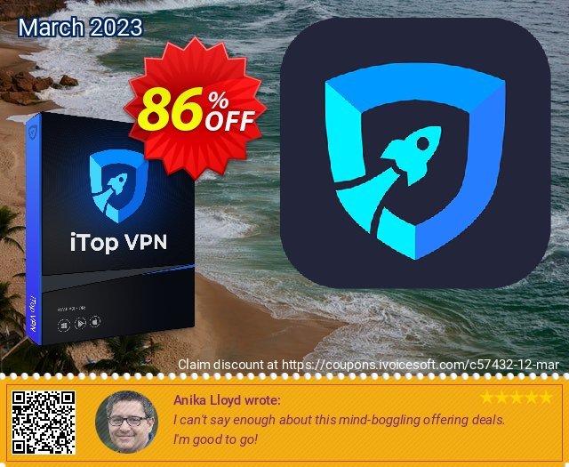iTop VPN for MAC (1 Year) discount 86% OFF, 2024 Easter Day promo. 86% OFF iTop VPN for MAC (1 Year), verified