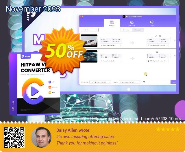 HitPaw Video Converter (1 Year) discount 50% OFF, 2023 Summer sales. 50% OFF HitPaw Video Converter (1 Year), verified