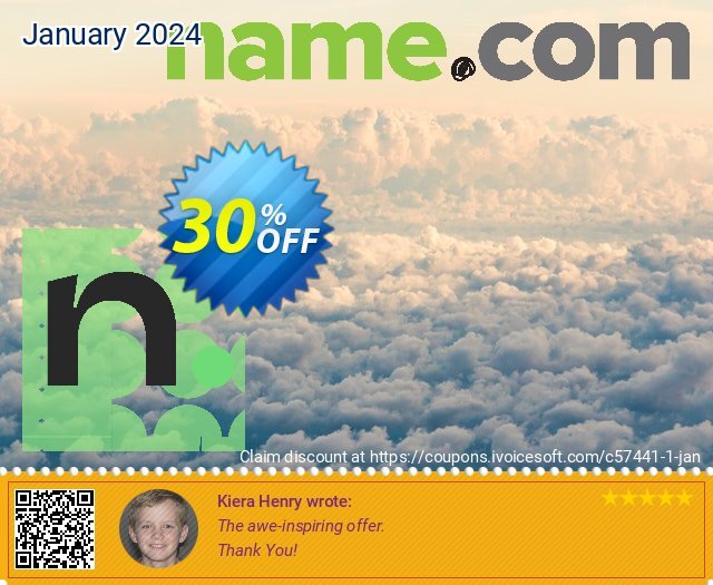 Name.com Domains for 1 year discount 30% OFF, 2024 St. Patrick's Day offering discount. 30% OFF Name.com Domains for 1 year, verified
