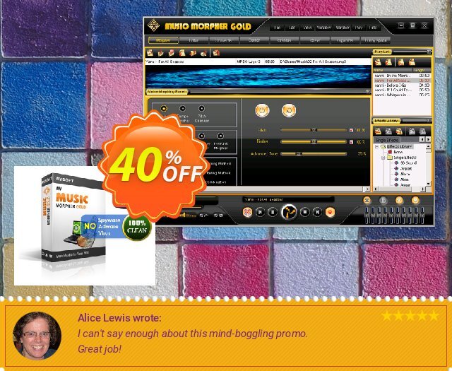 AV Music Morpher Gold discount 40% OFF, 2024 African Liberation Day promo. 60% OFF AV Music Morpher Gold, verified