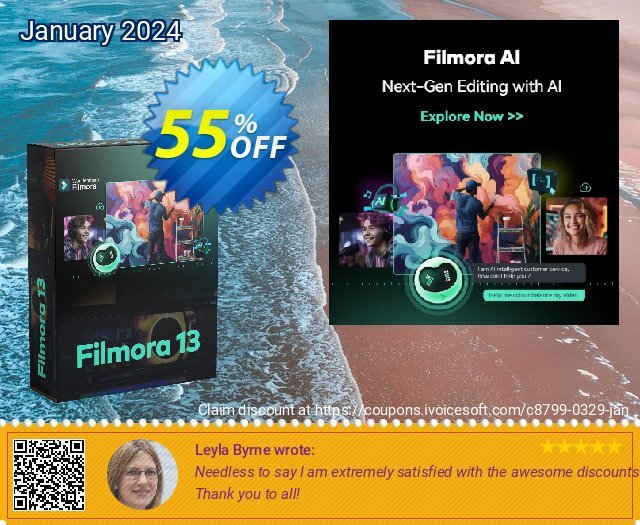 Wondershare Filmora for MAC (Annual Plan) discount 63% OFF, 2022 Discovery Day offering sales. 20% OFF Wondershare Video Editor for Mac (Annual Plan) Dec 2022