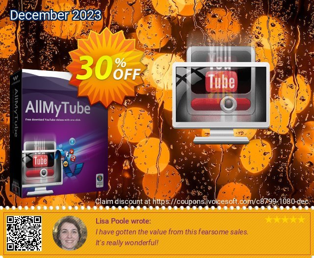 Wondershare AllMyTube for Windows (Lifetime, 1 Year, Family license) discount 30% OFF, 2022 Christmas & New Year sales. 30% OFF Wondershare AllMyTube for Windows (Lifetime, 1 Year, Family license), verified